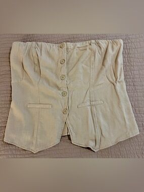 wild fable Beige Button-Down Strapless Corset Top